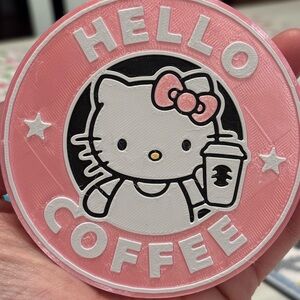 3D printed Hello Kitty Barista Pink Coffee Coaster (set of 4)